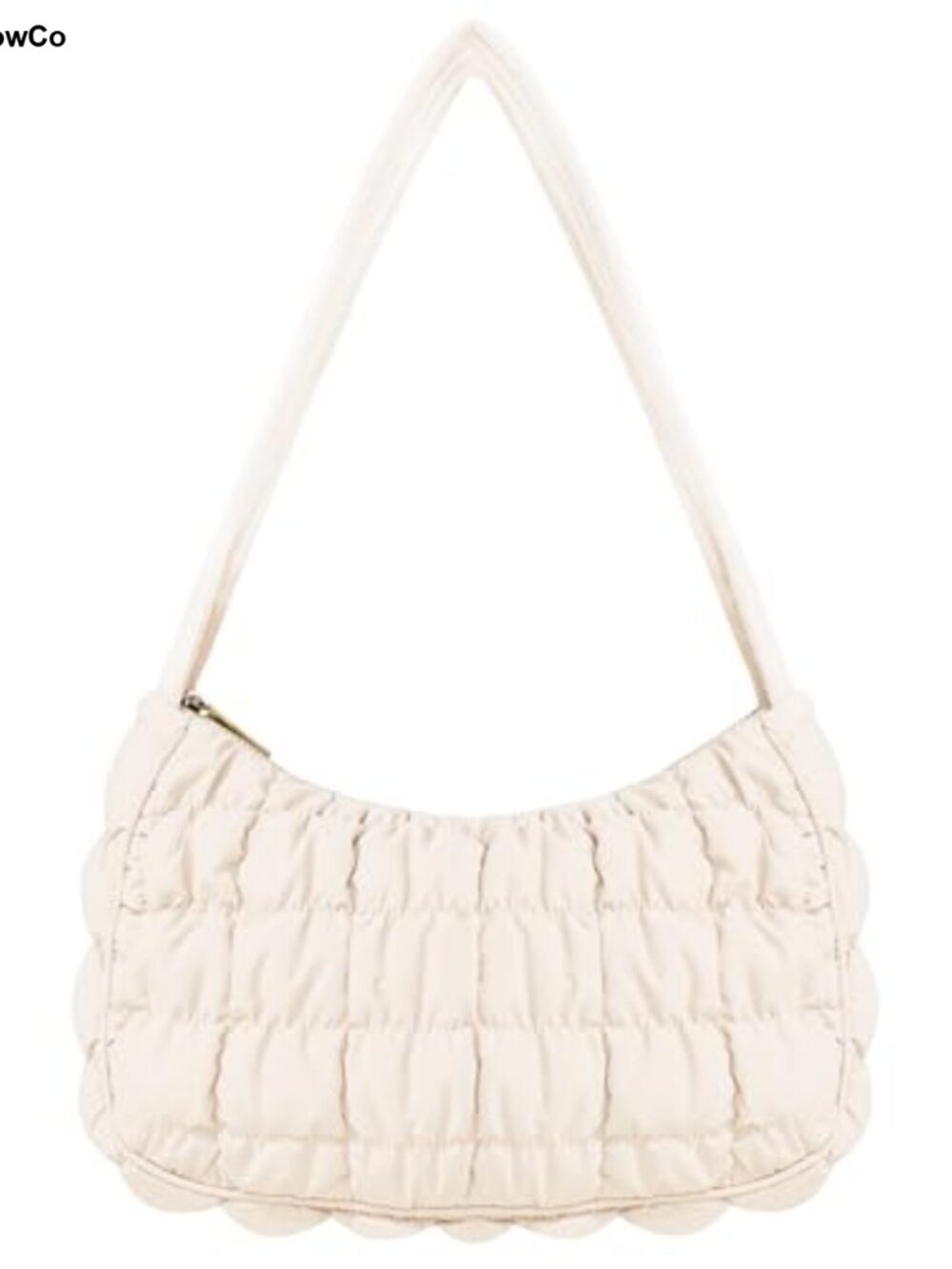 Quilted Nylon Puffer Tote Bag Hobo Handbag Lightweight Crescent Shape